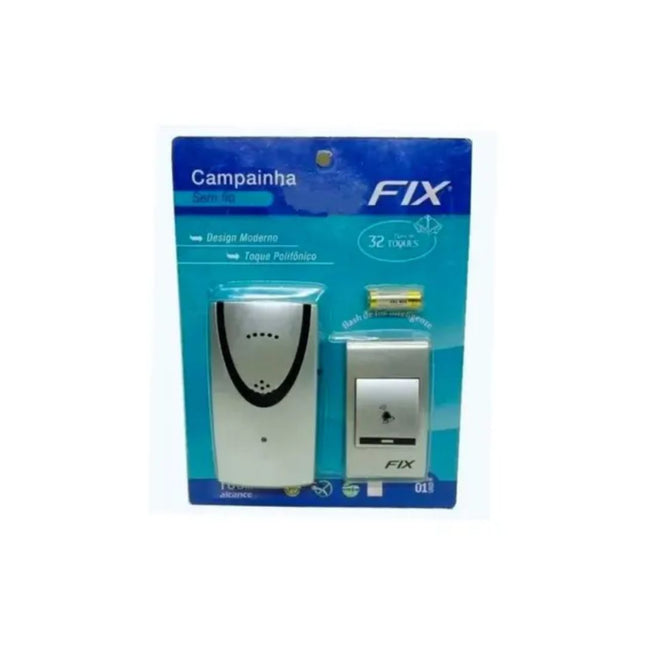 Campainha Sem Fio Preta Com Pilha - FXA01010
