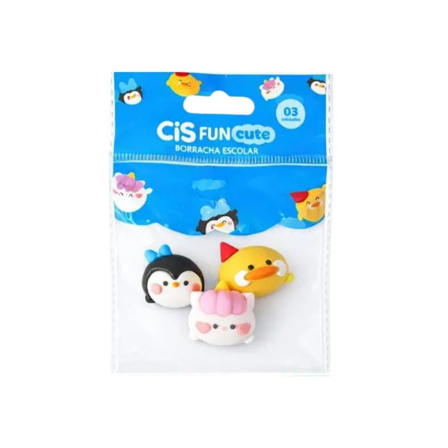 Borracha Mini Cis Fun Cute Pacote Com 03 Unidades - 58402