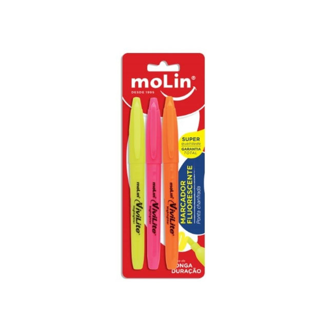 Marcador De Texto Molin FLUOR.82 Bt. Com 03 Unidades Cores - 9007
