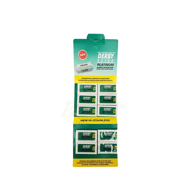 Lâmina De Barbear Derby Verde Platinum Tubo Com 50 Unidades