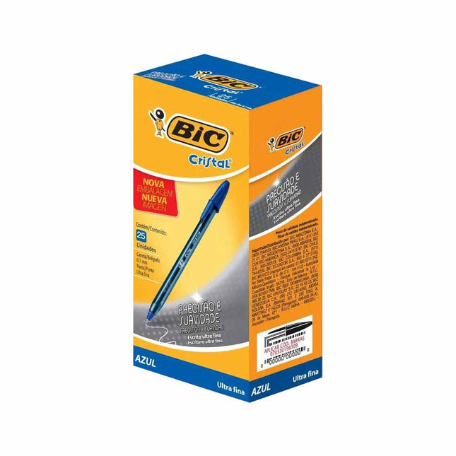 Caneta Bic Esferográfica Cristal Precisão Suavidade Cor Azul Caixa Com 25 Unidades- 902488
