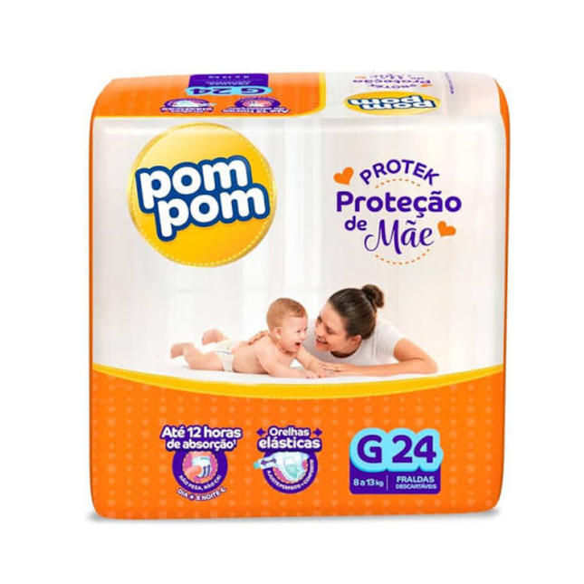 Fralda Desc.Infantil Pompom Jumbo Tamanho .G Pacote Com 24 Unidades - 204531